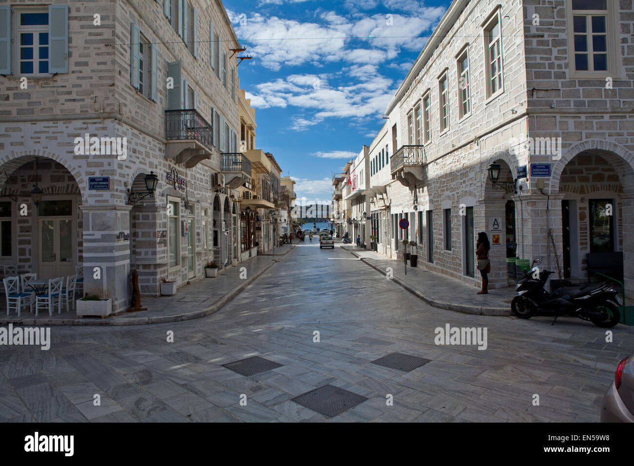 Eleftheriou Venizelou Straße, Ermoupolis auf Syros auf den griechischen Inseln Stockfoto
