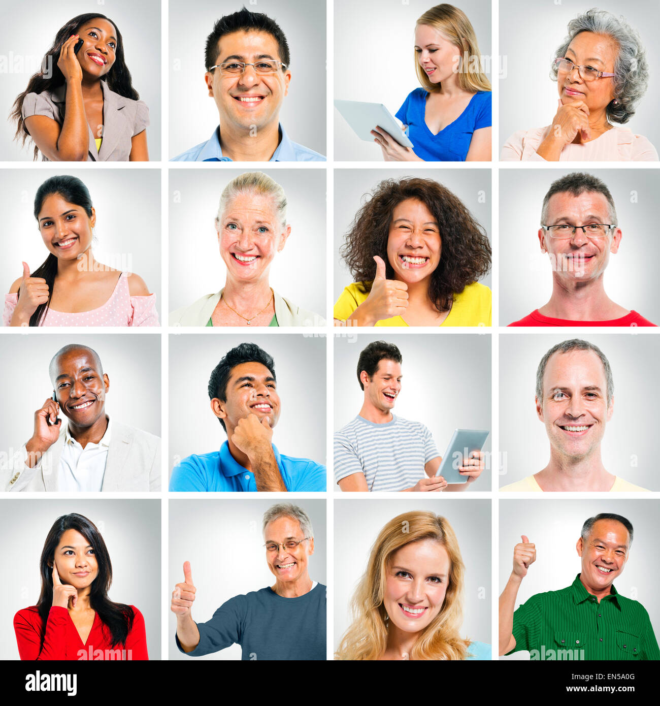 Gruppe von Multi ethnischen Menschen posieren. Stockfoto