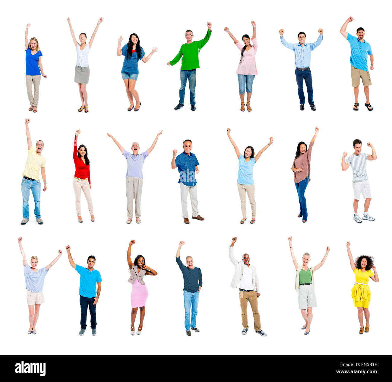 Gruppe von vielfältig bunten Multi-ethnischen Menschen feiern Stockfoto