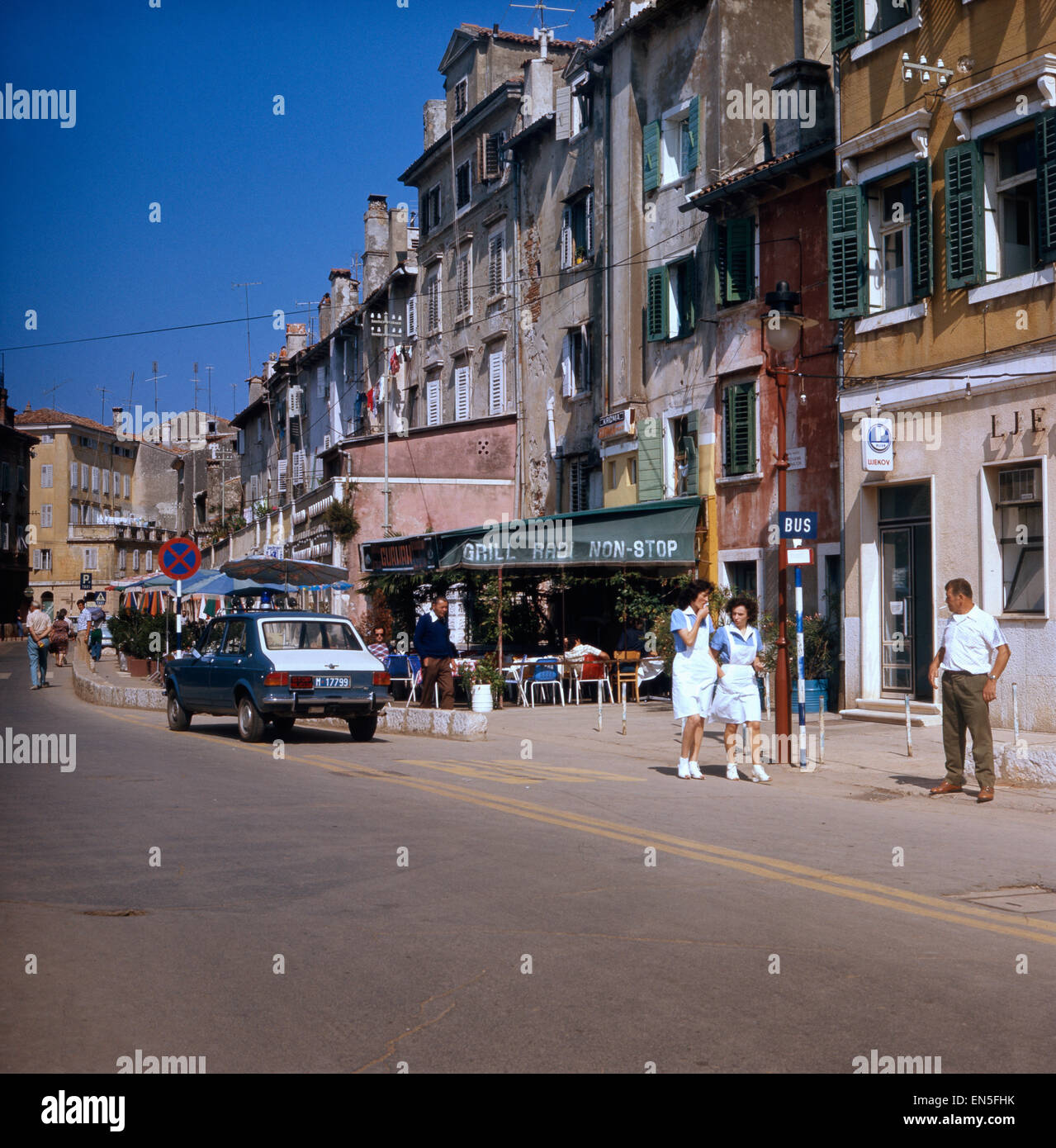 Urlaub in Istrien, Jugoslawien 1970er Jahre. Urlaub in Istrien, Jugoslawien der 1970er Jahre. Stockfoto