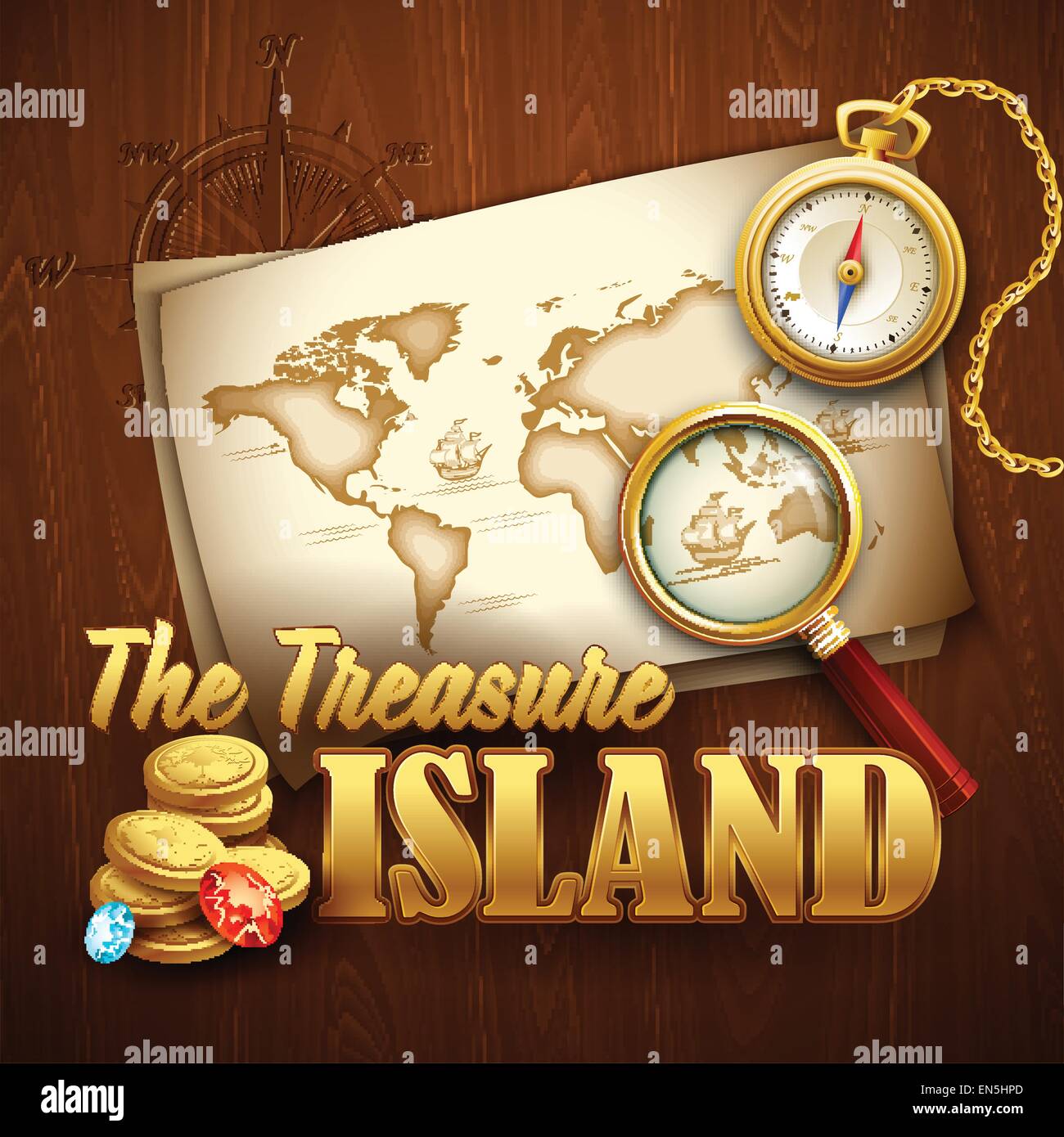Treasure Island Party Flyer. Vektor Vorlage EPS 10 Stock Vektor