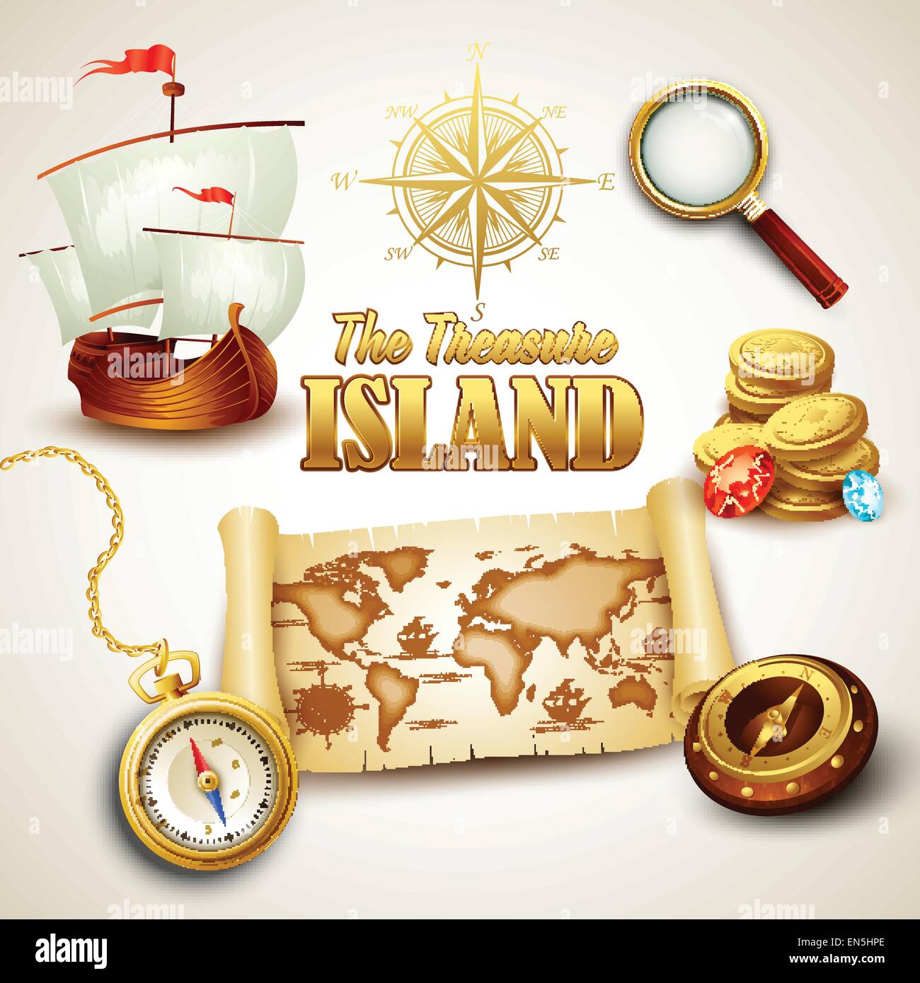 Treasure Island. Vektor-Icons set EPS 10 Stock Vektor