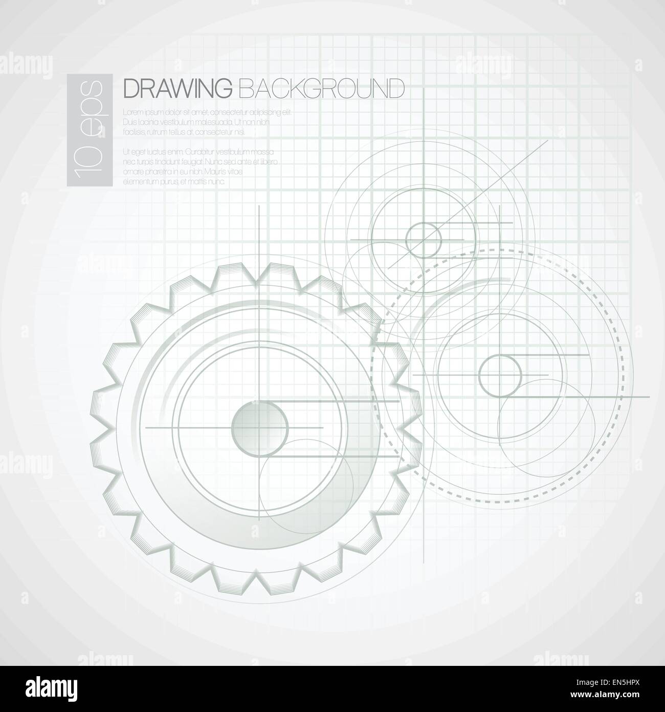 Hintergrund mit Zeichnung Getriebe. Vektor-Illustration EPS 10 Stock Vektor