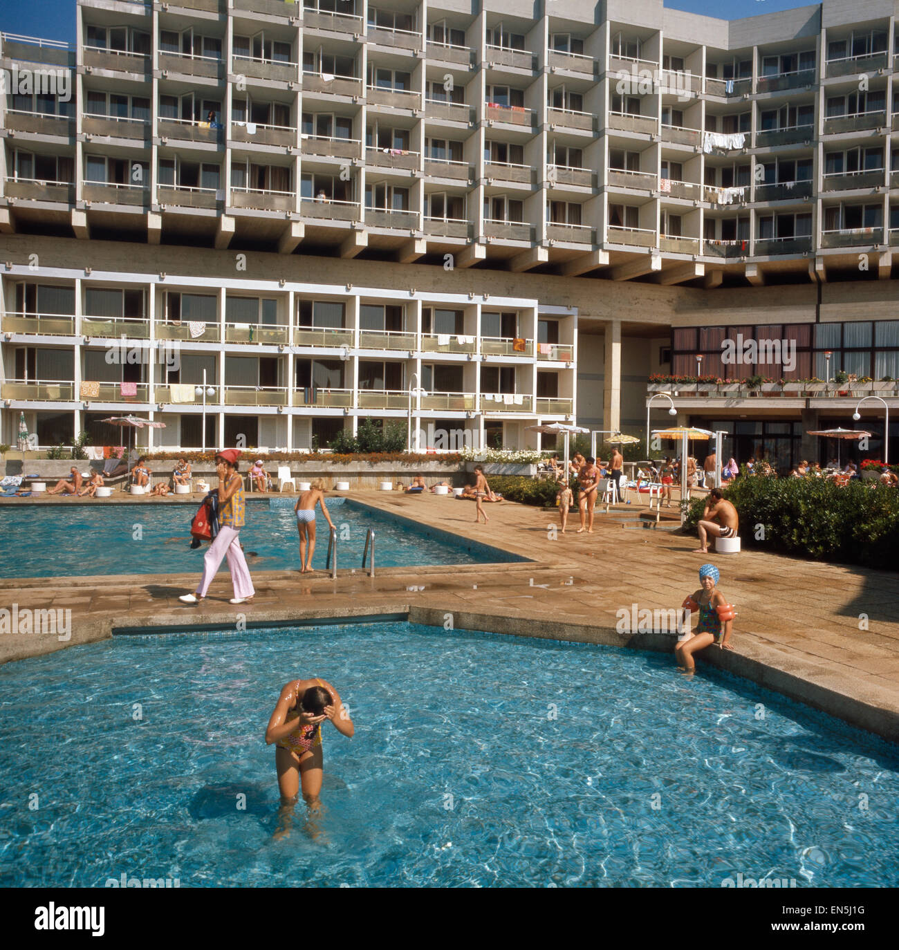 Urlaub im Hotel Materada in Poreč Auf Istrien, Fernsehreihe, Jugoslawien 1970er Jahre. Urlaub im Hotel Materada in Porec in Istrien Stockfoto