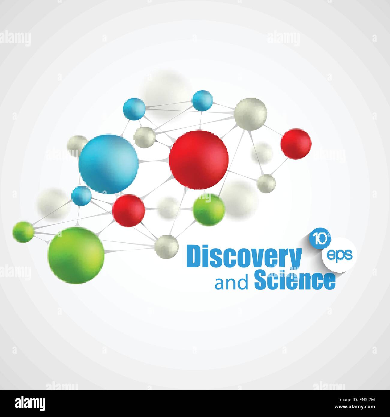 Chemische Wissenschaft und Entdeckung. Vektor-Illustration. Molekül und Fläschchen Stock Vektor