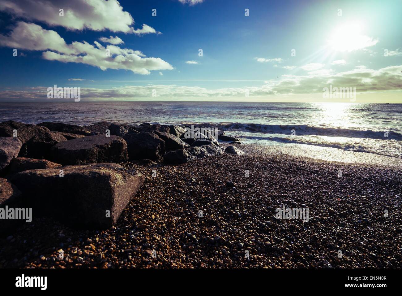 Shoreham Strand gefangen Ende 2014 im winter Stockfoto