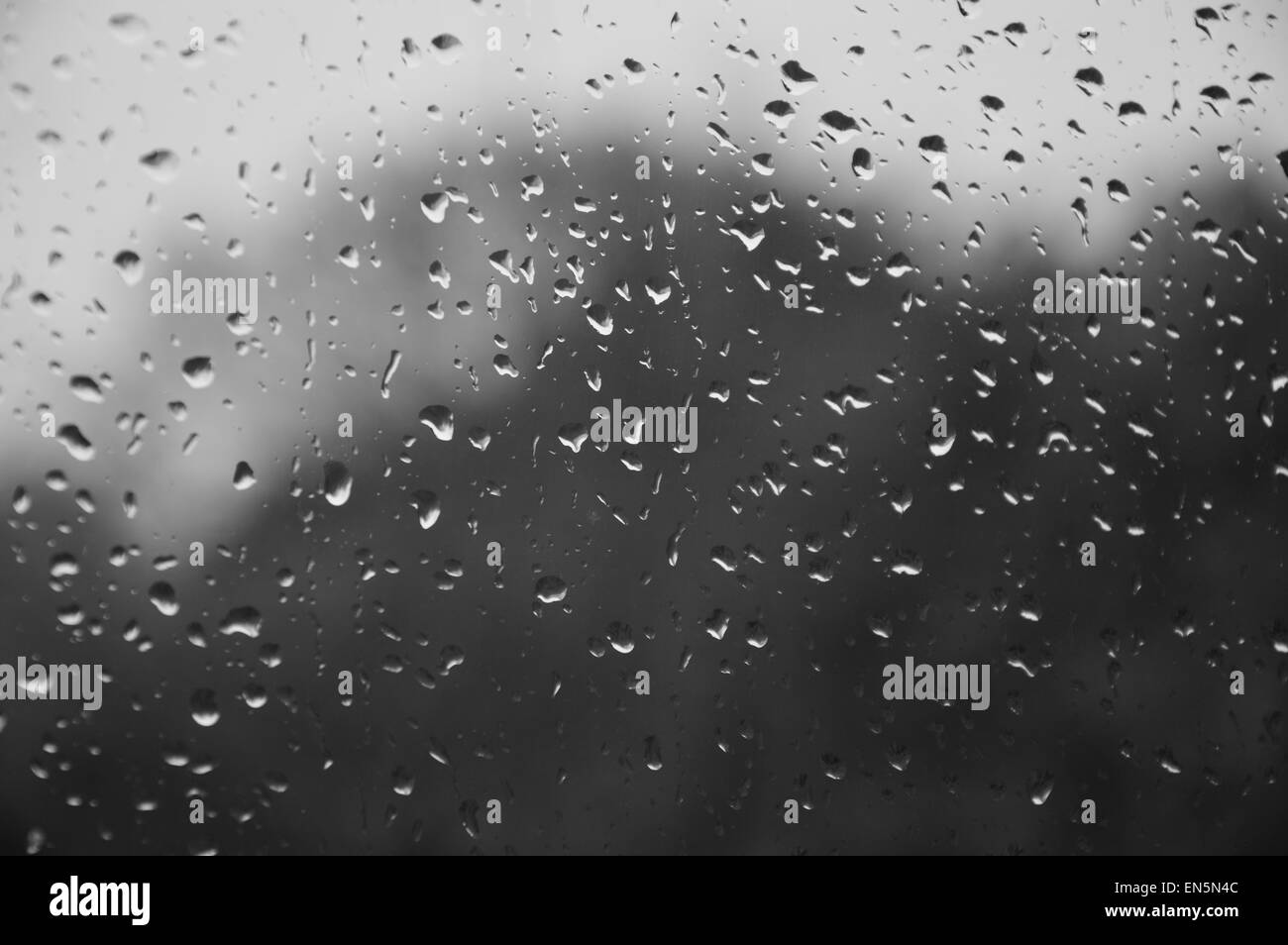 Regen Sie im Osten Frankreichs (Regentag) schwarz / weiß Stockfoto