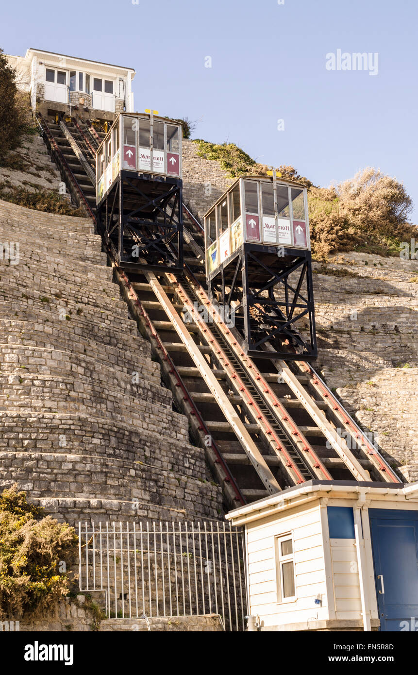 West Cliff Railway, West Cliff Lift, Standseilbahn Bournemouth UK Stockfoto