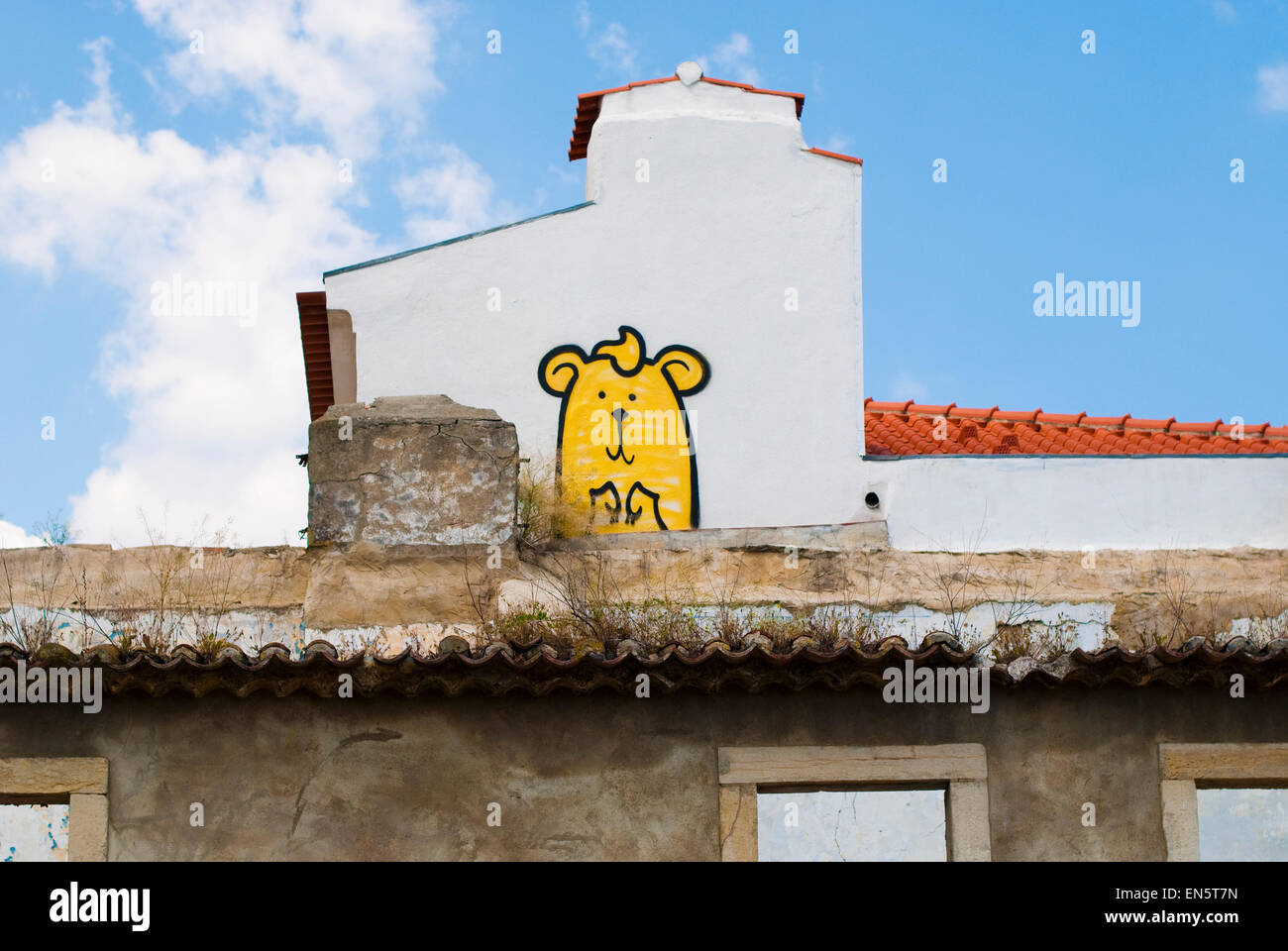 Cartoon-Graffiti an der Wand in Lissabon, Portugal Stockfoto