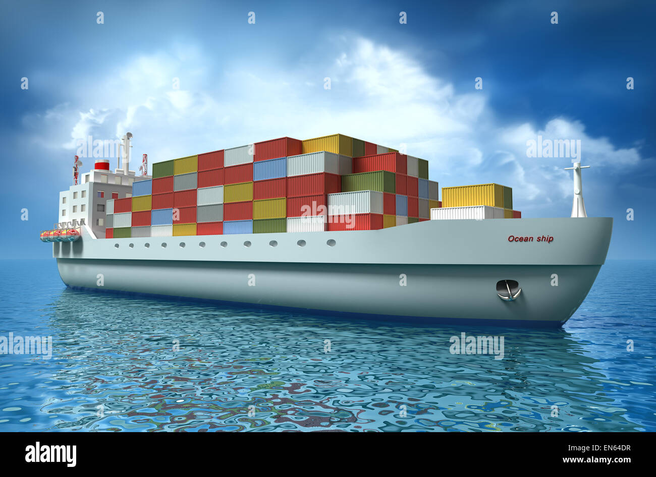 Cargo Schiff Segel über den Ozean. Mein eigenes Design. Mein eigenes design Stockfoto