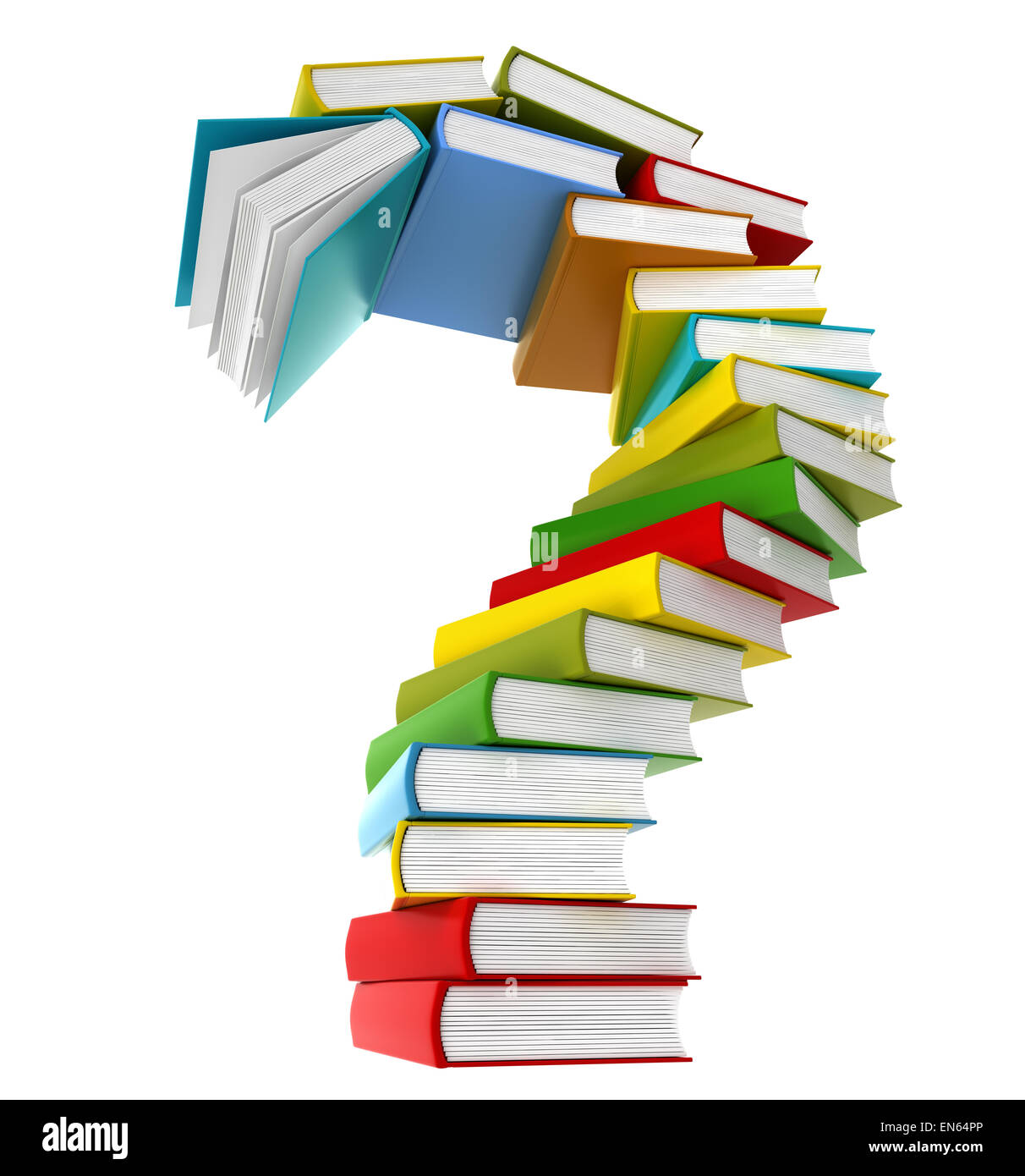 Frage-Symbol von farbigen Bücher Stockfoto