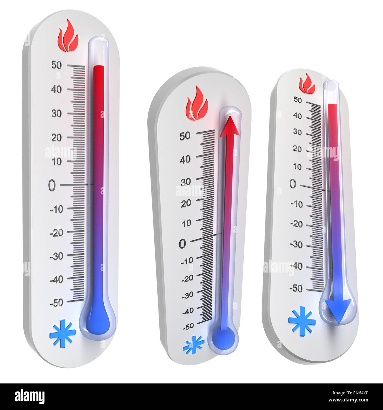 Thermometer-Konzepte - Aufstieg und Fall der Temperatur Stockfoto