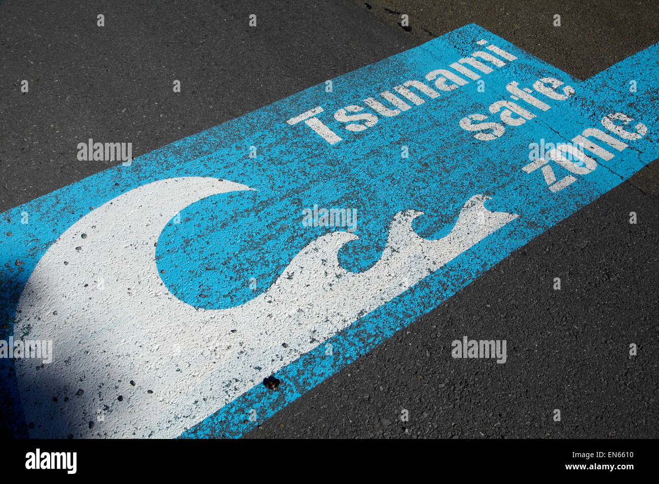 Tsunami Sicherheitszone Zeichen, Wellington, Nordinsel, Neuseeland Stockfoto