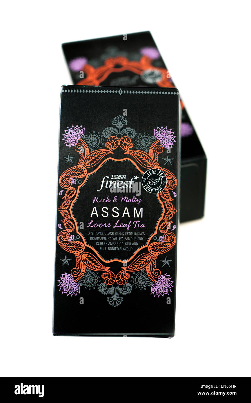 Tesco feinster Assam-Lose Blatt-Tee Stockfoto