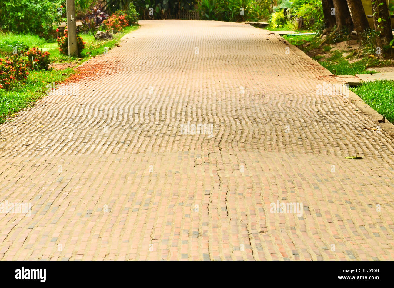 Ziegelstein-Straße. Stockfoto