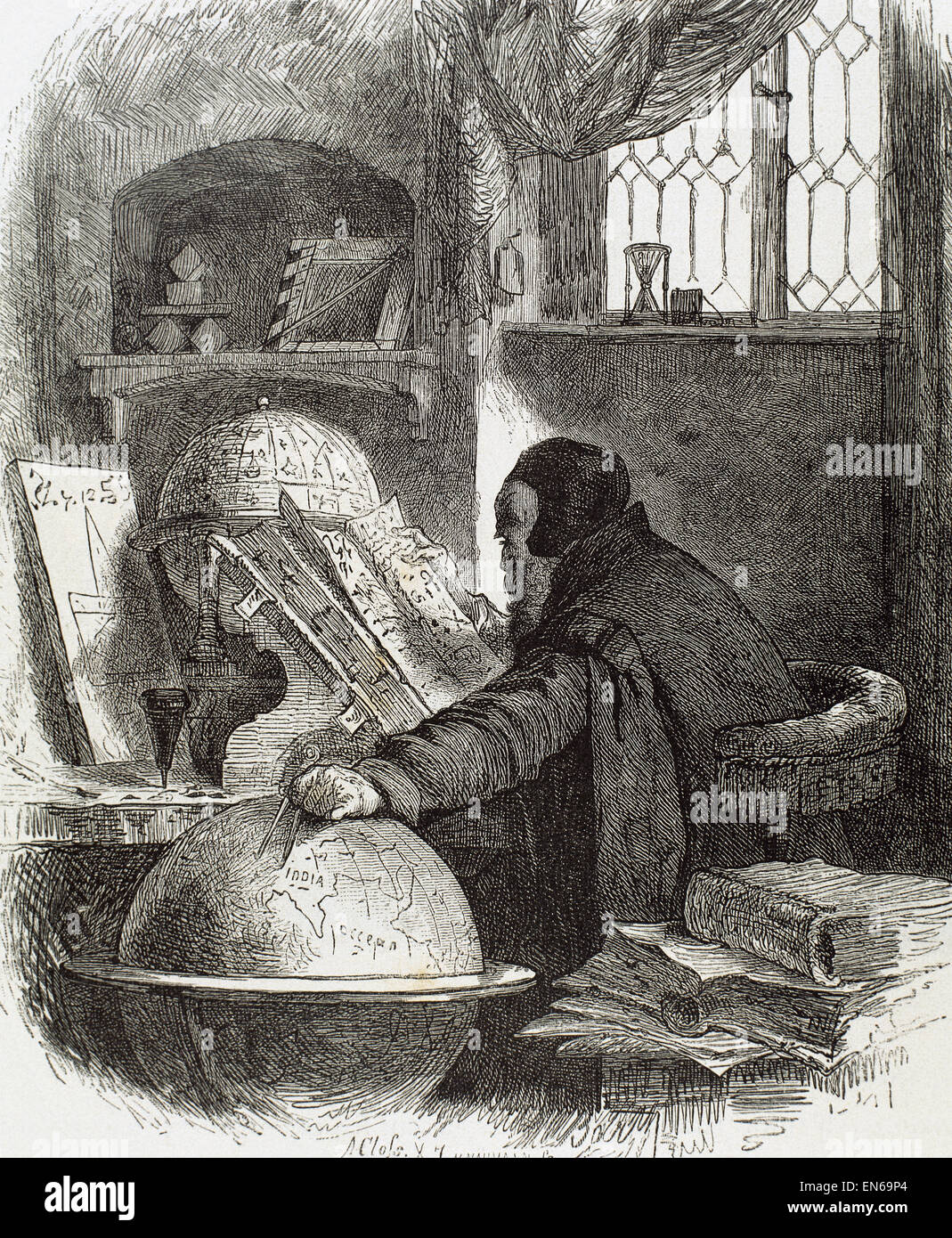 Astronom. Moderne Age.15th Jahrhundert. Kupferstich, 19. Jahrhundert. Stockfoto