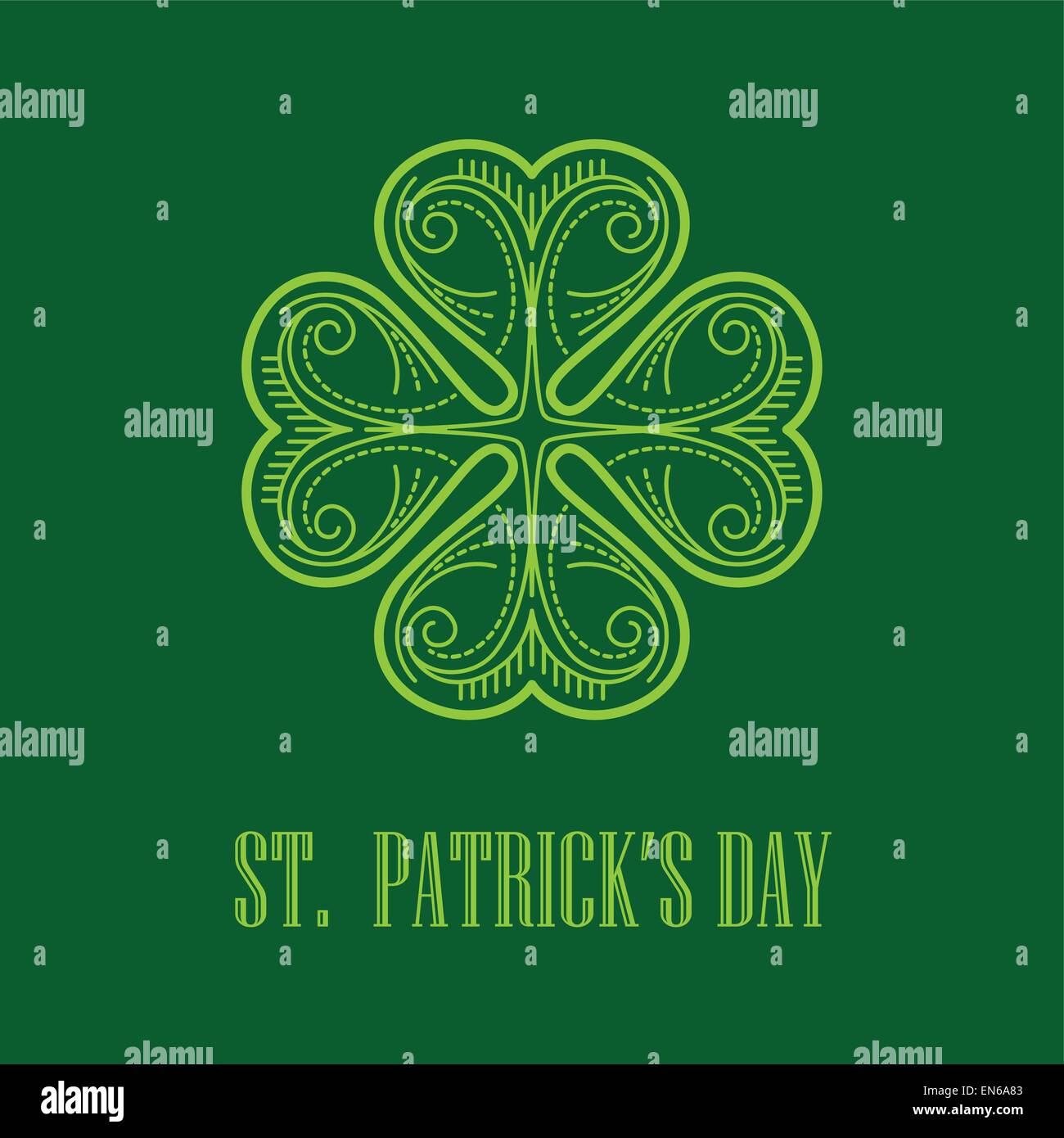 Lineare Monogramm Saint Patricks Day Karte. Vektor-illustration Stock Vektor