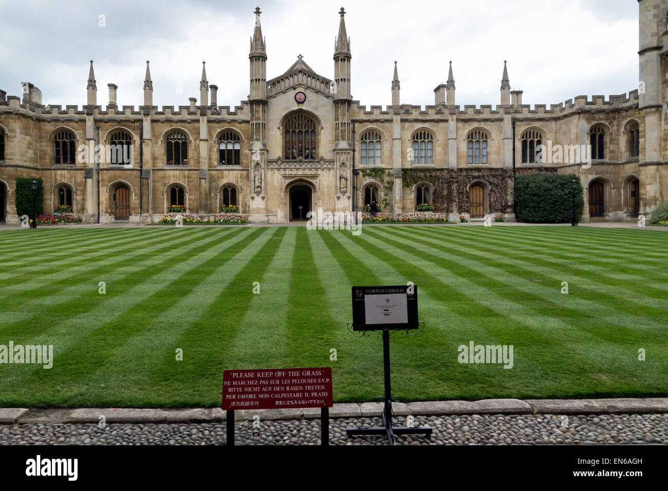 Makellose Gelände des College von Corpus Christi und der seligen Jungfrau Maria von der University of Cambridge Stockfoto