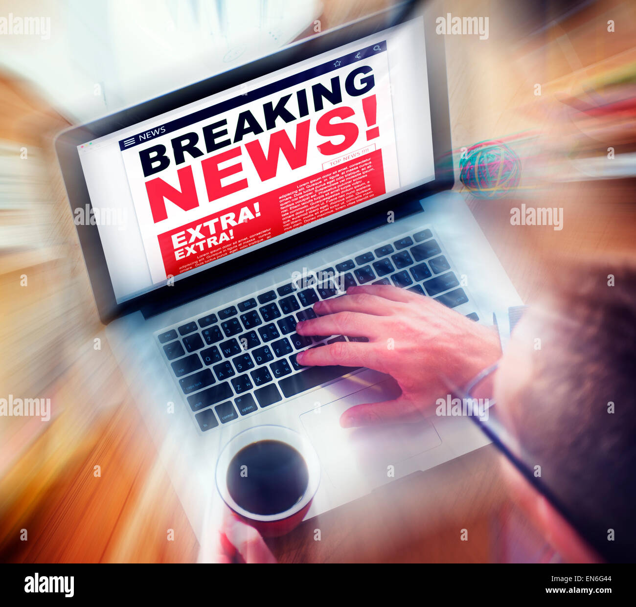 Digitale Online-Breaking News Schlagzeile Konzept Stockfoto