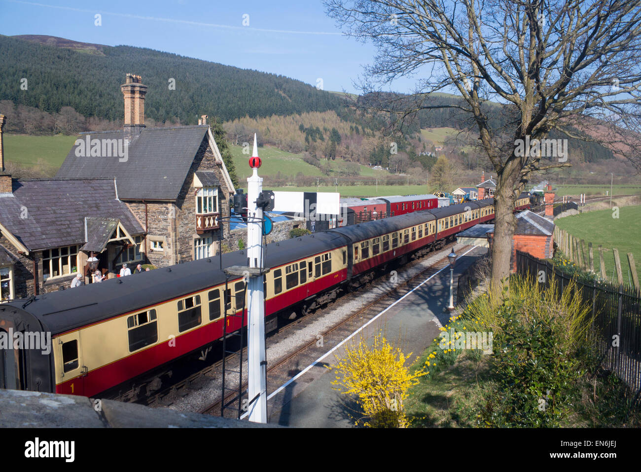 Carrog Station Llangollen Steam Railway Zug Denbighshire North East Wales UK Stockfoto