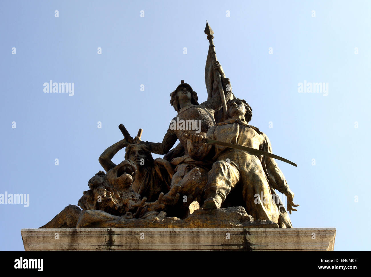 Statue auf der Piazza Venezia in Rom Stockfoto