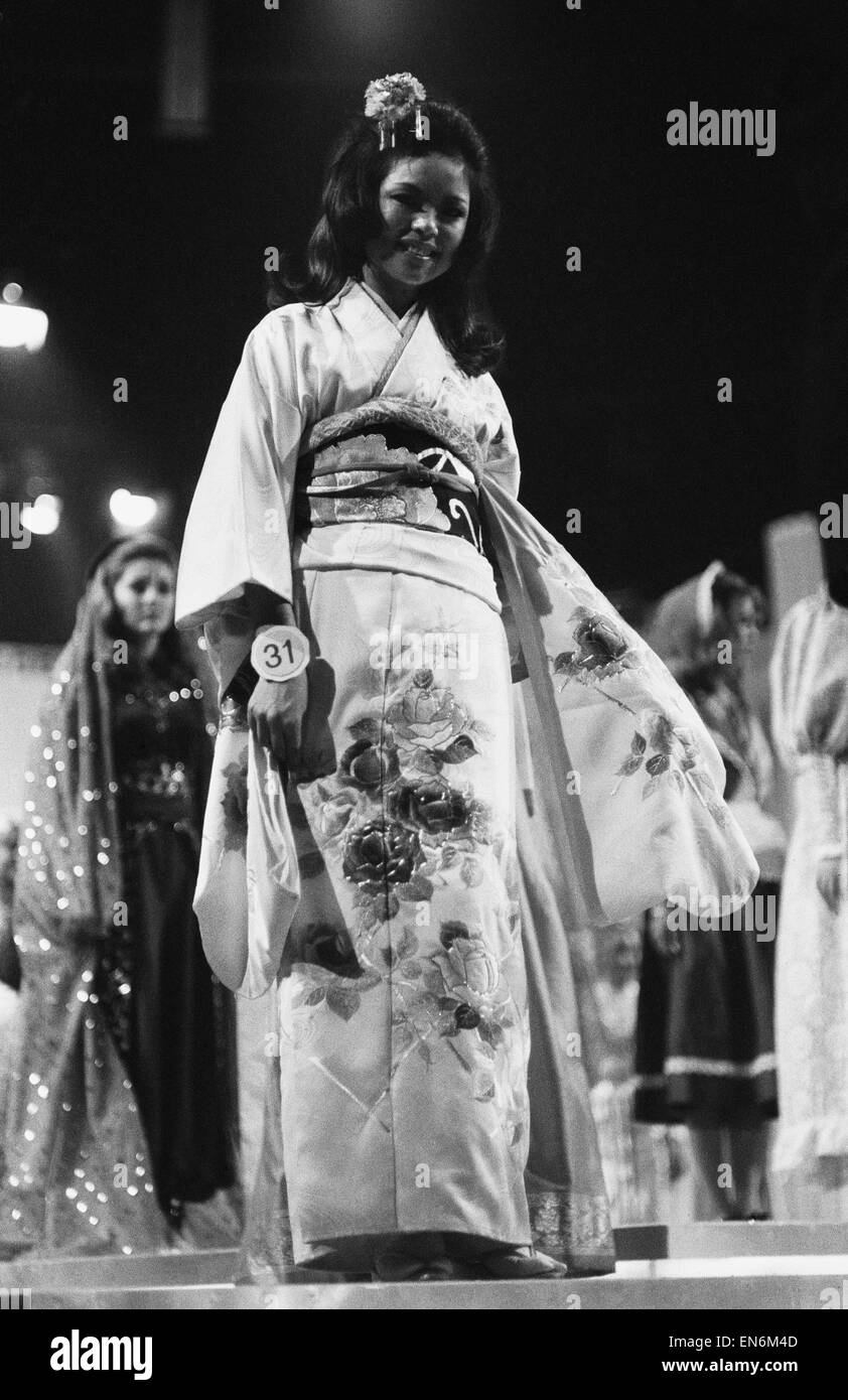 Miss World-Wettbewerb in der Royal Albert Hall, 20. November 1970. Hisayo Nakamura, Miss Japan. Stockfoto
