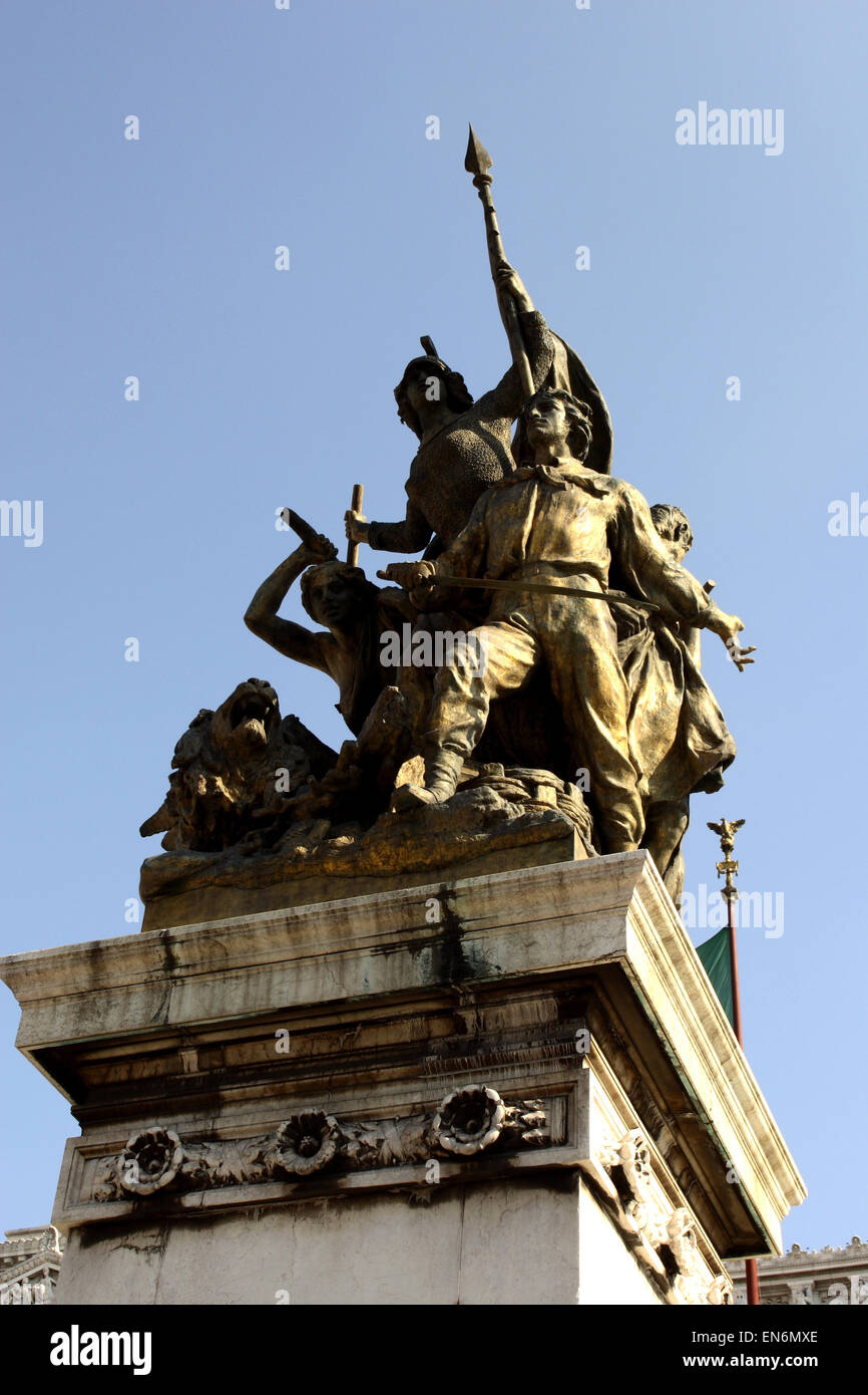 Statue auf der Piazza Venezia in Rom Italien Stockfoto