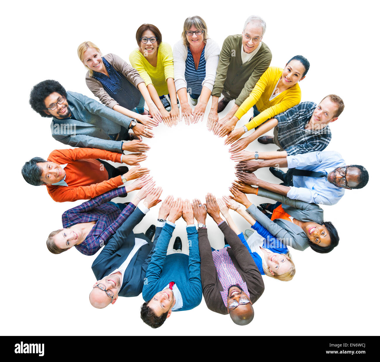 Multi-ethnischen vielfältige Gruppe von Menschen im Kreis Stockfoto