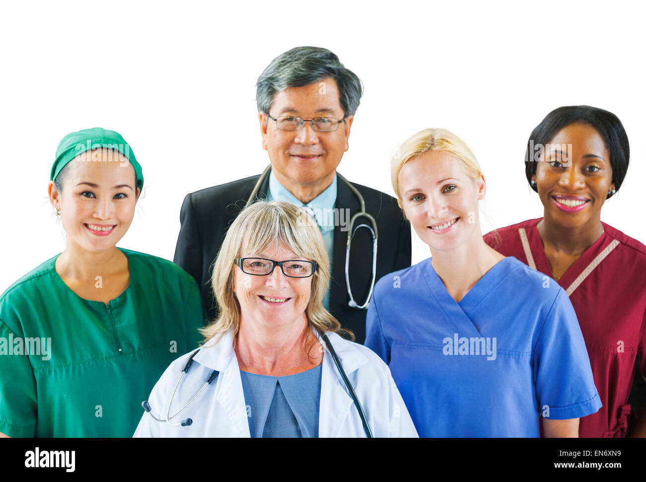 Gruppe von unterschiedlichen multiethnischen medizinische Menschen Stockfoto