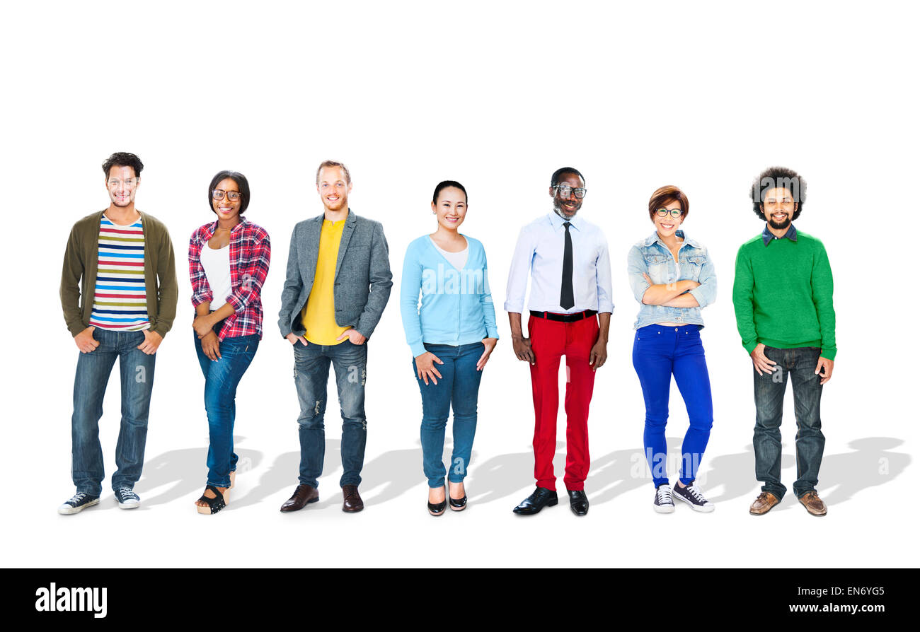 Multiethnische Gruppe von Menschen, die Lächeln Stockfoto