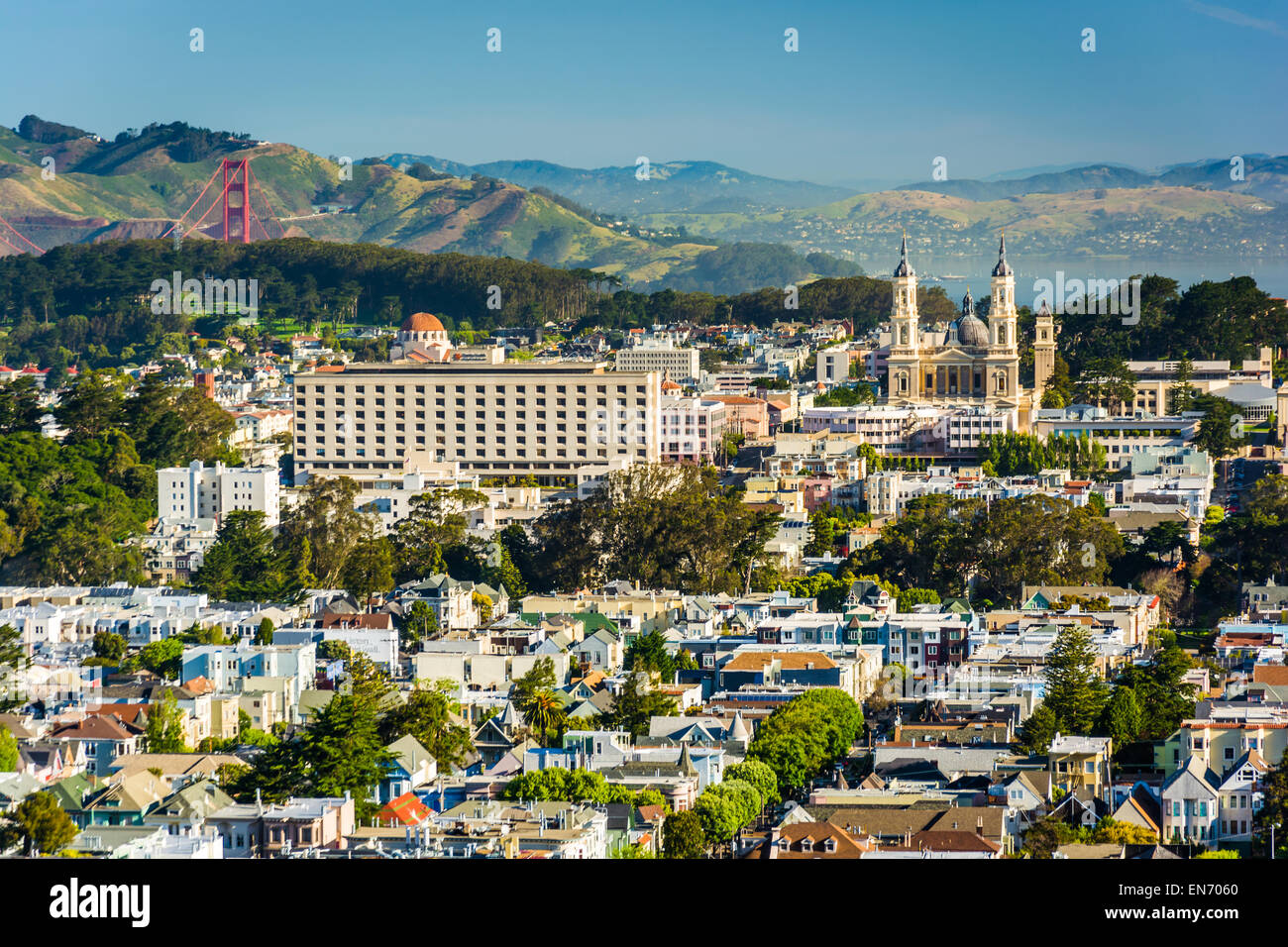 Blick vom Tank Hill Park in San Francisco, Kalifornien. Stockfoto