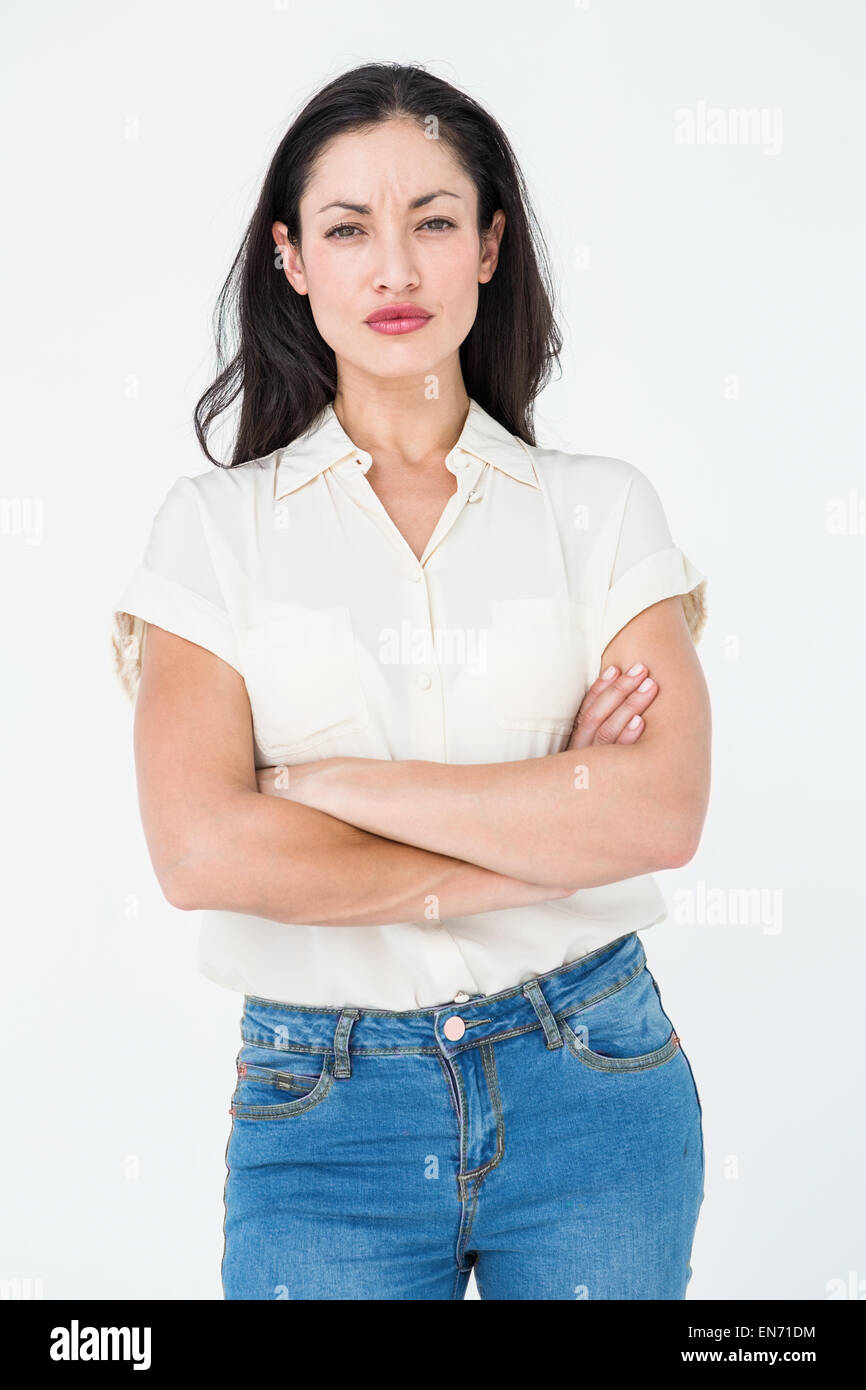 Ernst Frau Stirnrunzeln Stockfoto