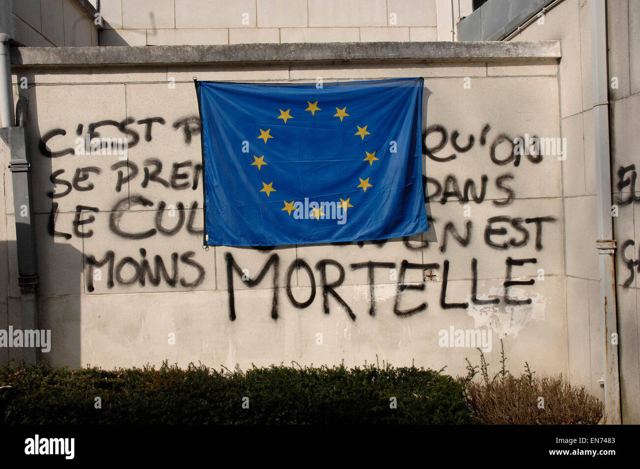 Anti-europäischen Demonstration auf das EU-Parlament Gebäude in Brüssel-Belgien Stockfoto