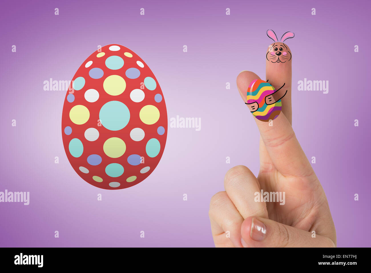 Zusammengesetztes Bild der Finger als Osterhase Stockfoto