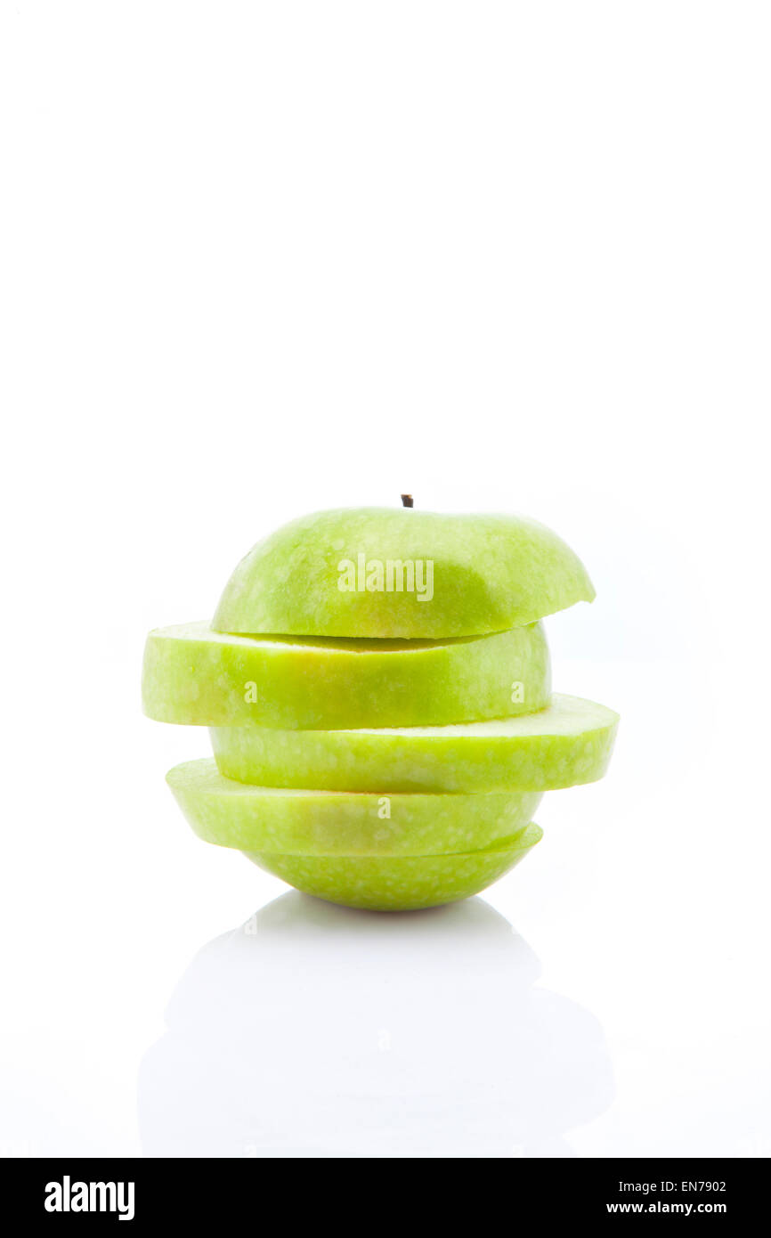 Grünen Apfel geschnitten Stockfoto