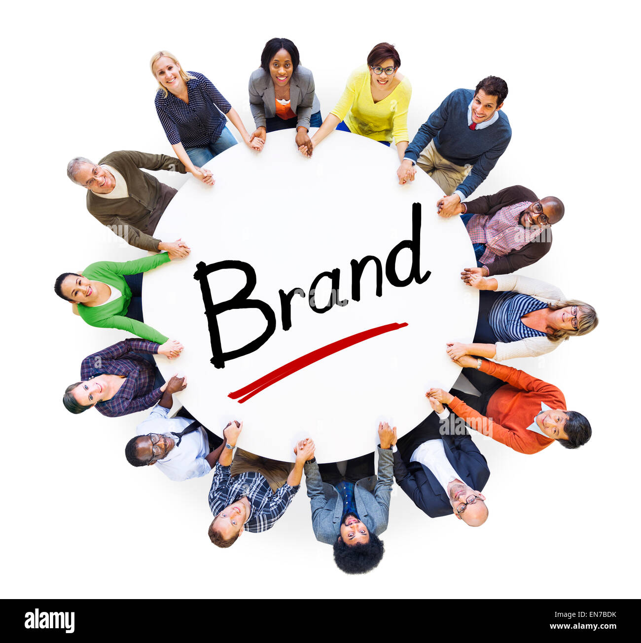 Multi-ethnischen Gruppe von Menschen und Branding-Konzepte Stockfoto