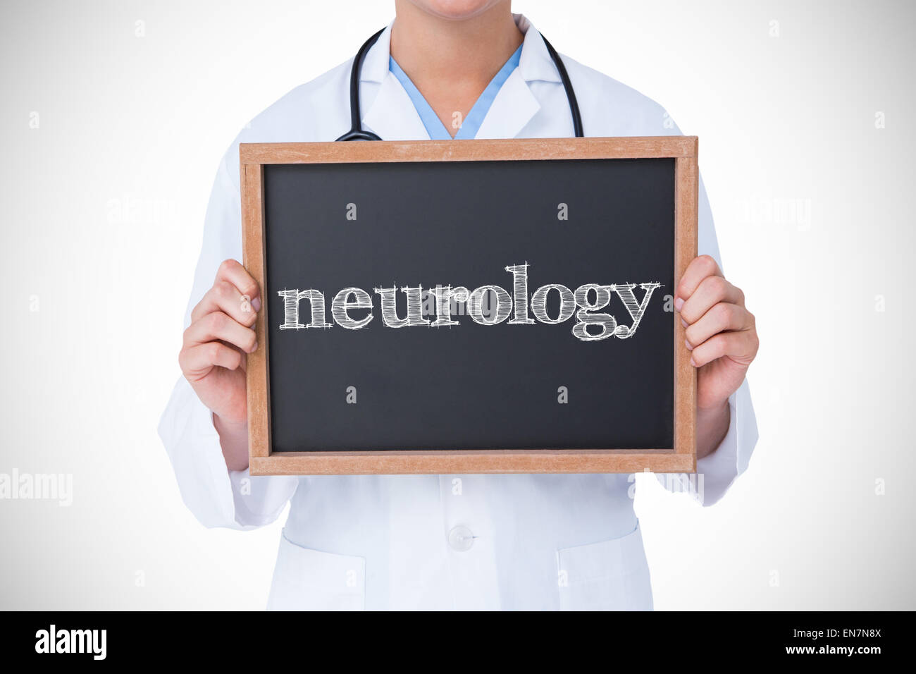 Neurologie gegen Arzt zeigen kleine Tafel Stockfoto