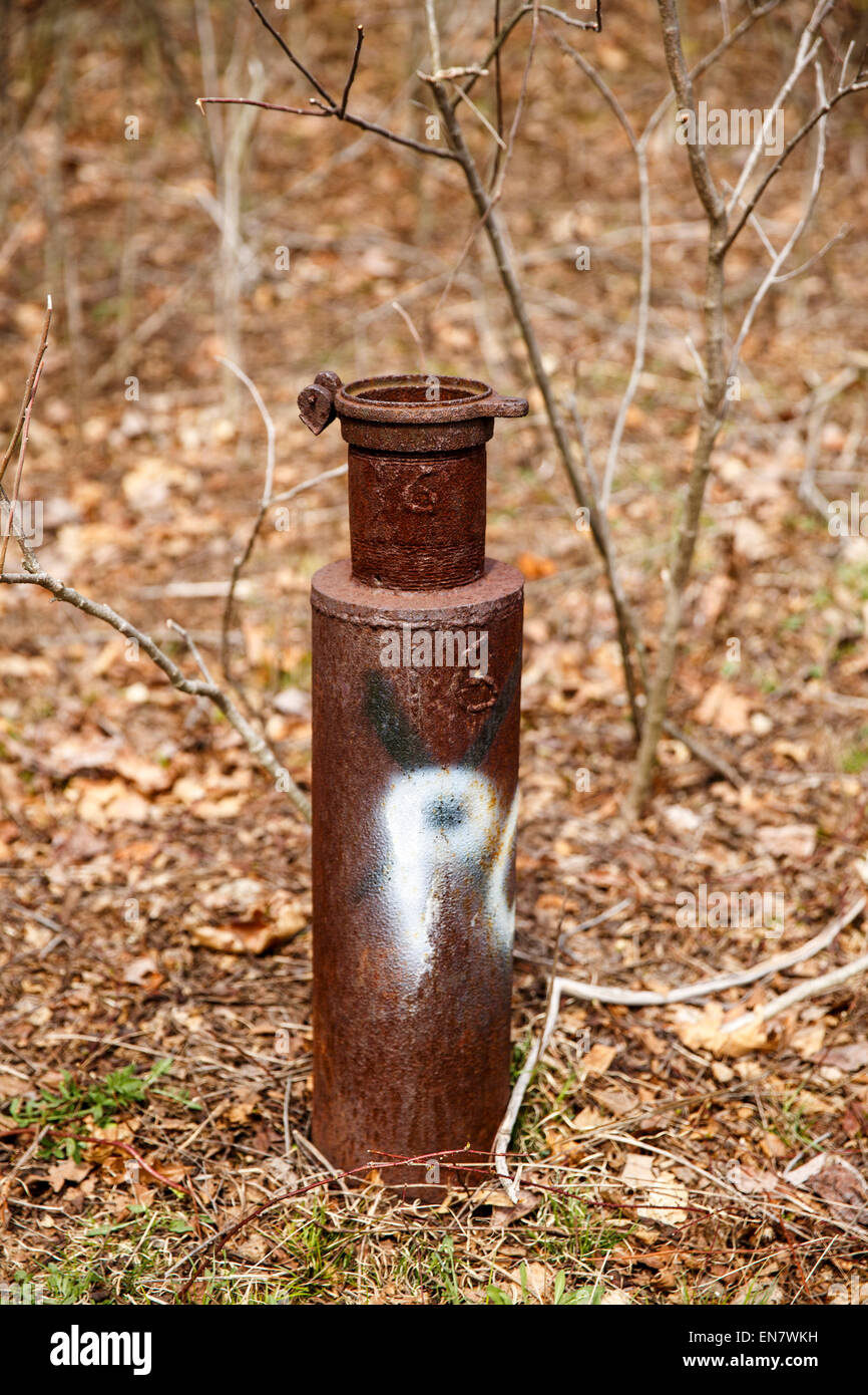 Entlüftungsrohr in Centralia, Pennsylvania, wo ein Bergwerk-Feuer, das im Jahre 1962 begann bis zum heutigen Tag brennt weiter. Stockfoto