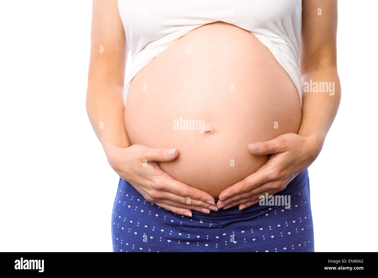 Schwangere Frau mit ihrem Bauch Stockfoto