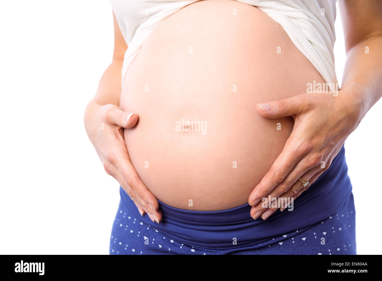 Schwangere Frau mit ihrem Bauch Stockfoto
