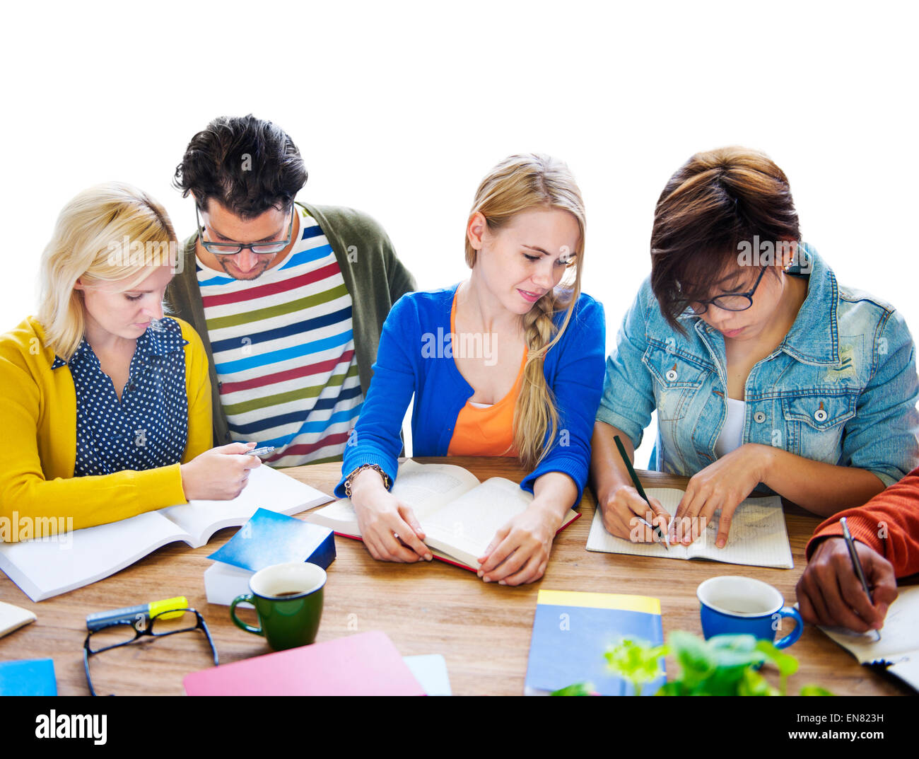 Multiethnische Gruppe von Menschen treffen Stockfoto