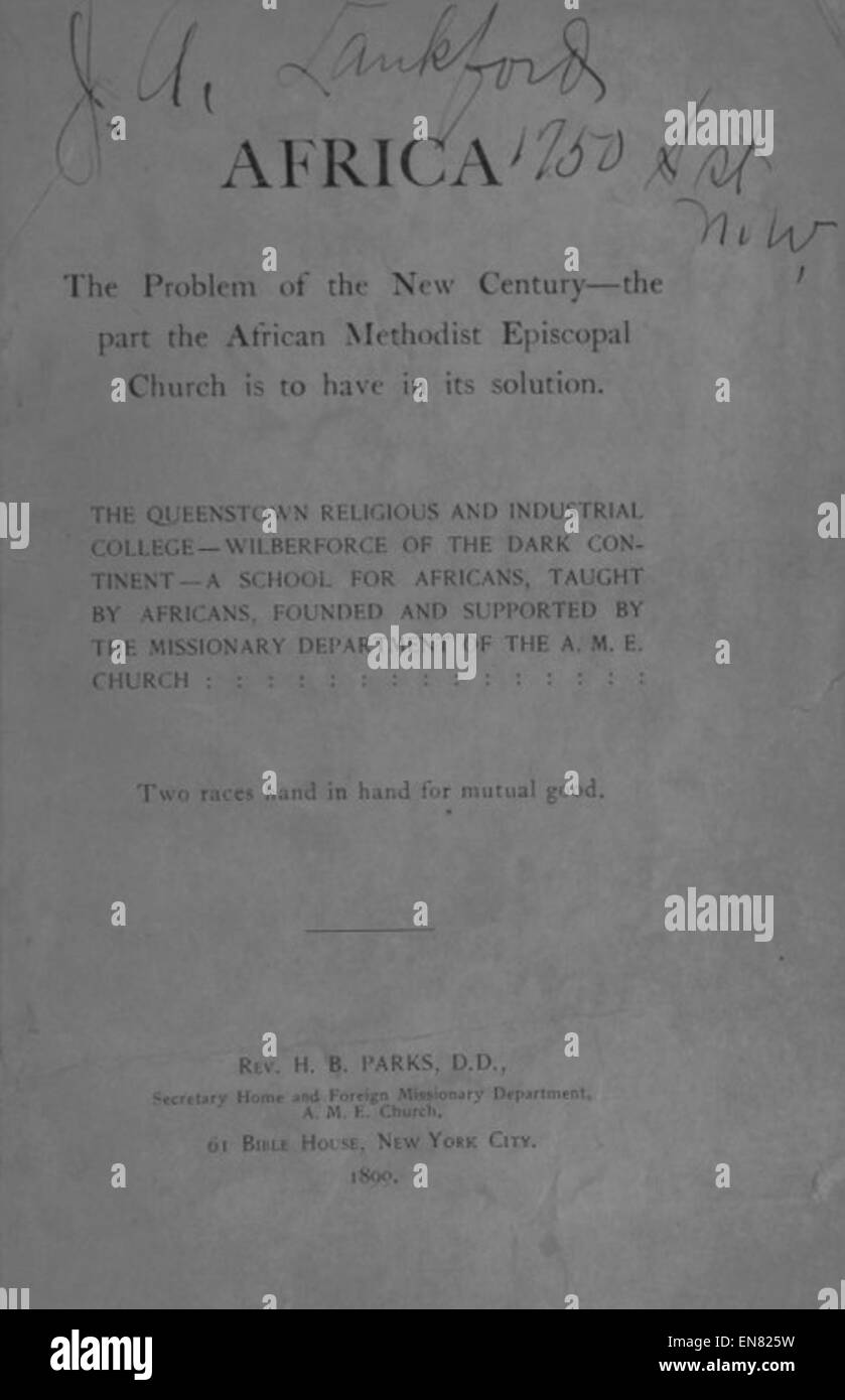 Parks(1899) Afrika. Das Problem des neuen Jahrhunderts Stockfoto