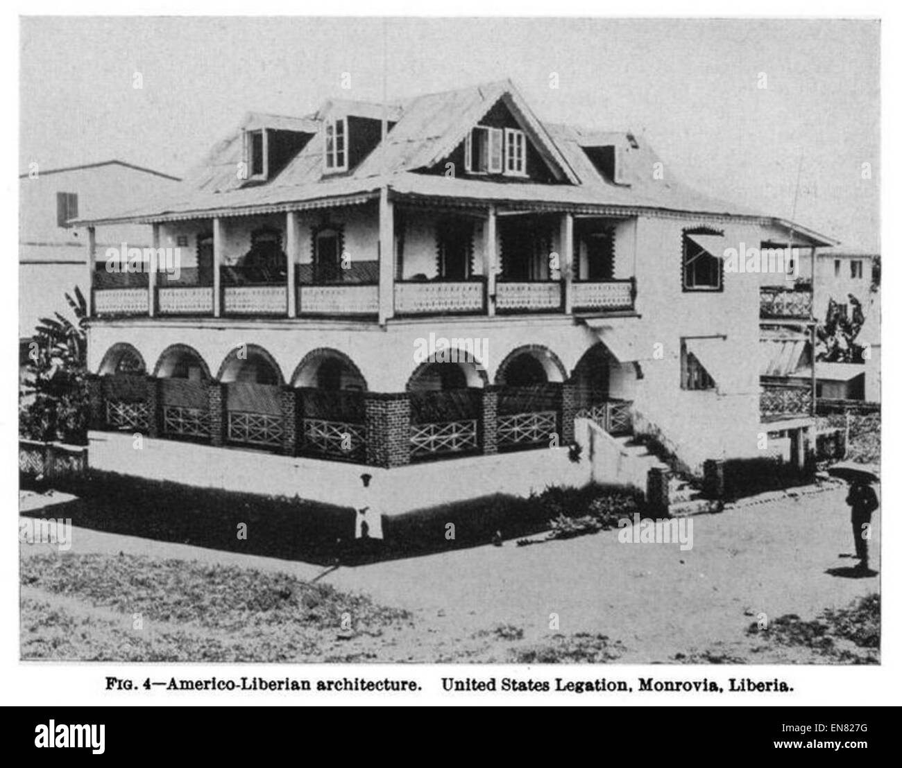 Ross(1919) Abb. 4 Ameriko-liberianische Architektur. Vereinigten Staaten Gesandtschaft, Monrovia, Liberia Stockfoto