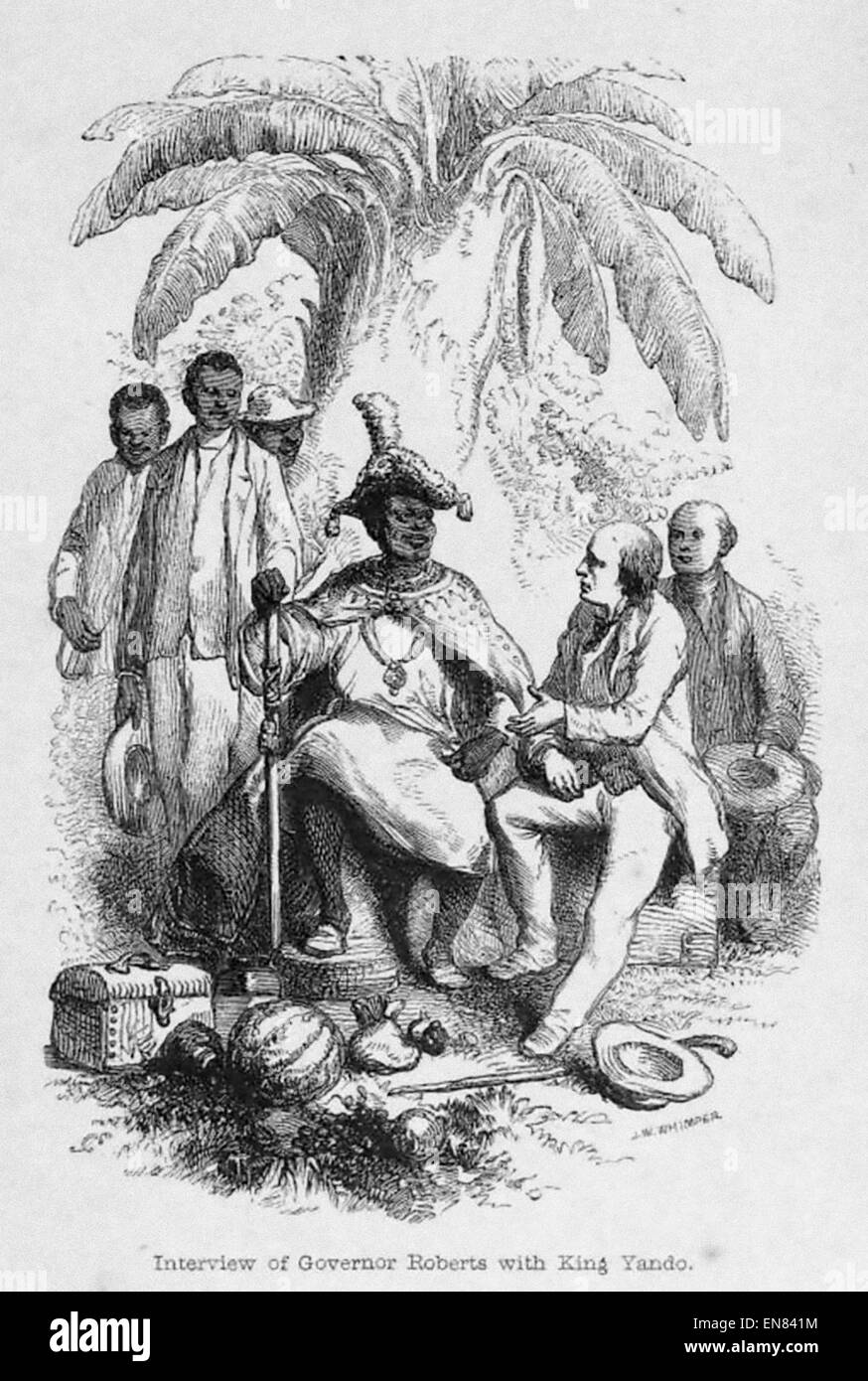 WHYMPER(1851) Interview von Gouverneur Roberts mit König Yando Stockfoto