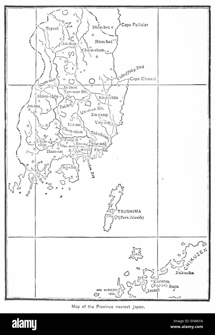 GRIFFIS(1897) p204 Karte der Provinz nächste Japan Stockfoto
