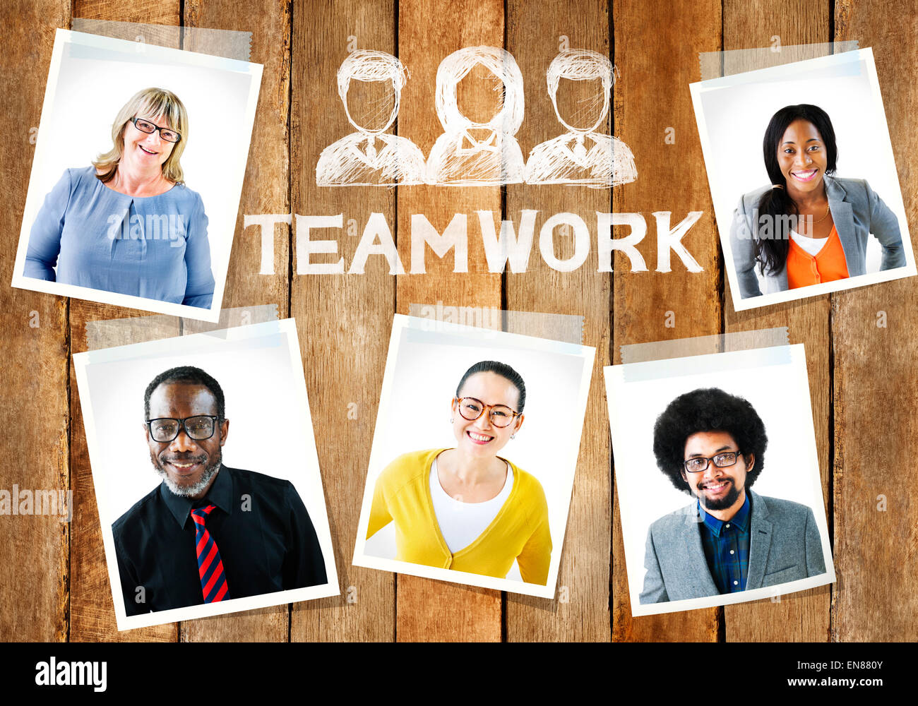 Heterogene Gruppe von Menschen und Teamwork Konzept Stockfoto