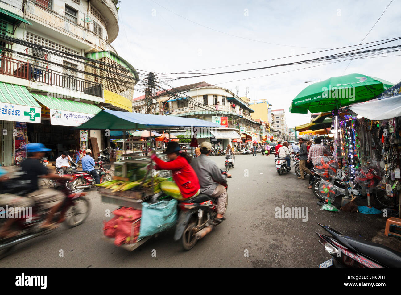 Straßenszene in Phnom Penh, Kambodscha, Asien. Stockfoto