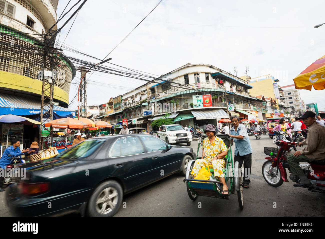 Straßenszene in Phnom Penh, Kambodscha, Asien. Stockfoto