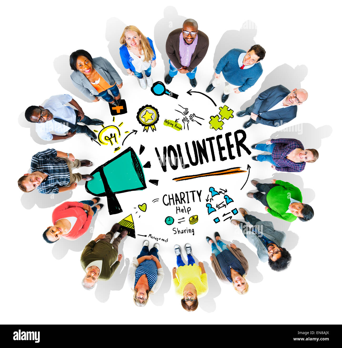 Freiwillige Nächstenliebe und Entlastung Arbeit Spende helfen Konzept Stockfoto