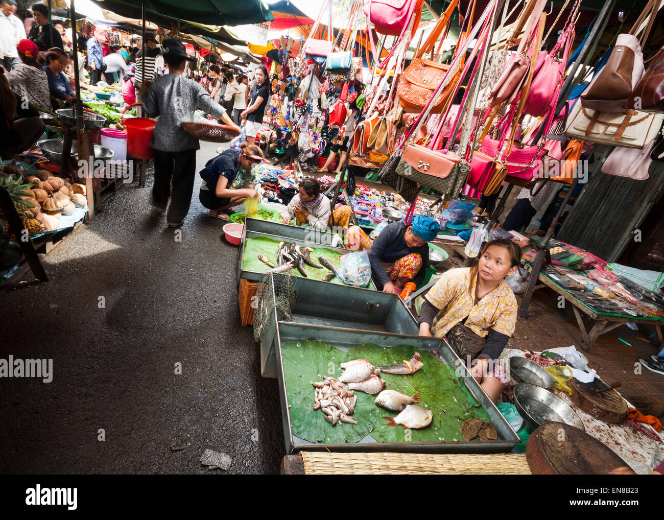 Der zentrale Altmarkt in Phnom Penh, Kambodscha, Asien. Stockfoto